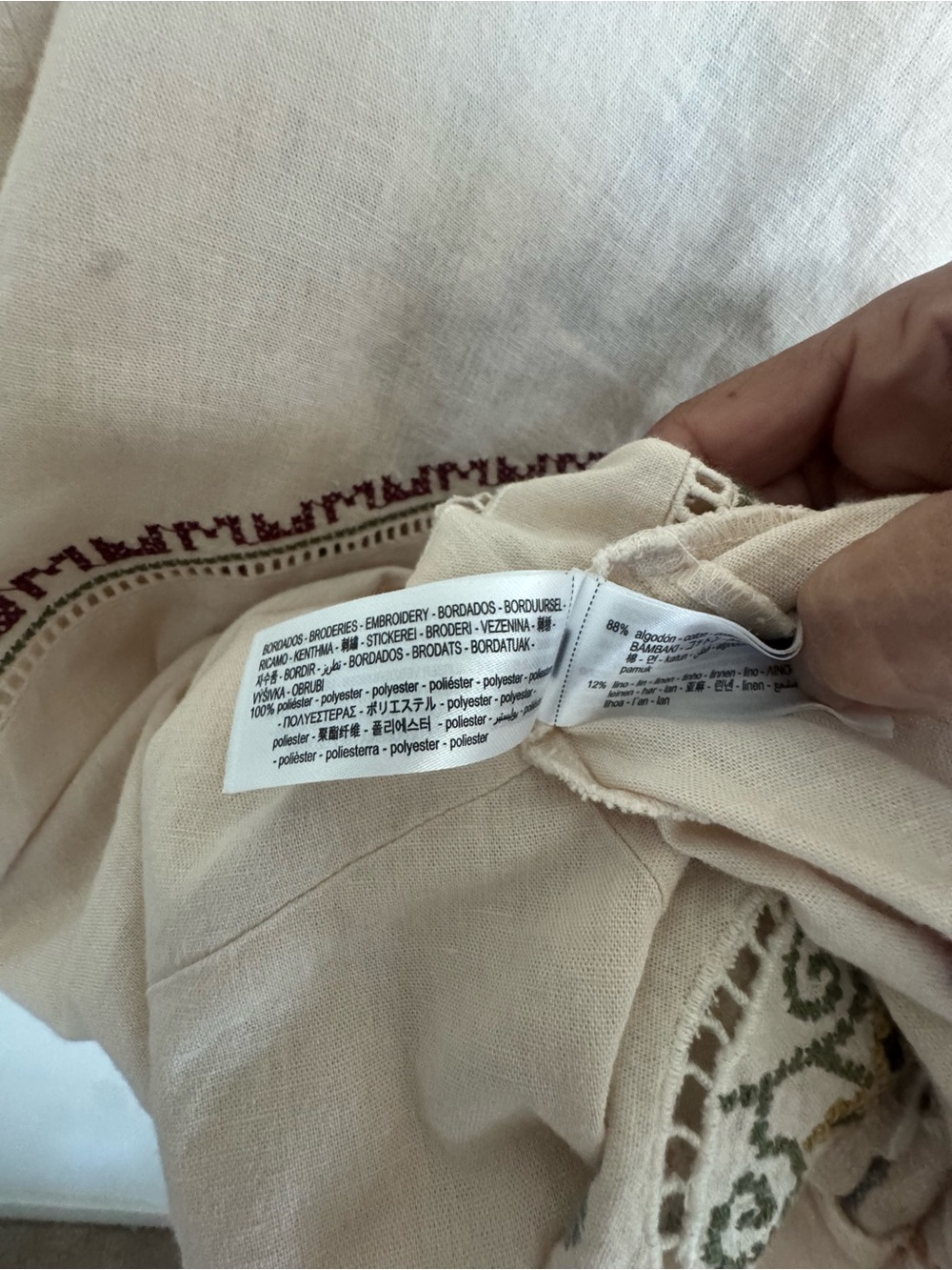 Zara Cream Asymmetrical Embroidered Slip Dress - Picture 10 of 10